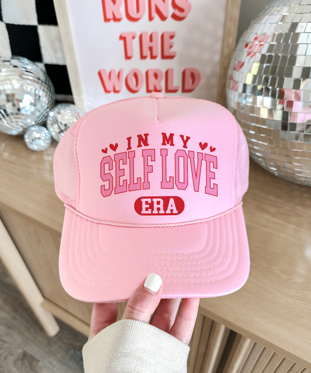 Shipping Dept. In My Self Love Era - Foam Trucker Cap - Baby Pink