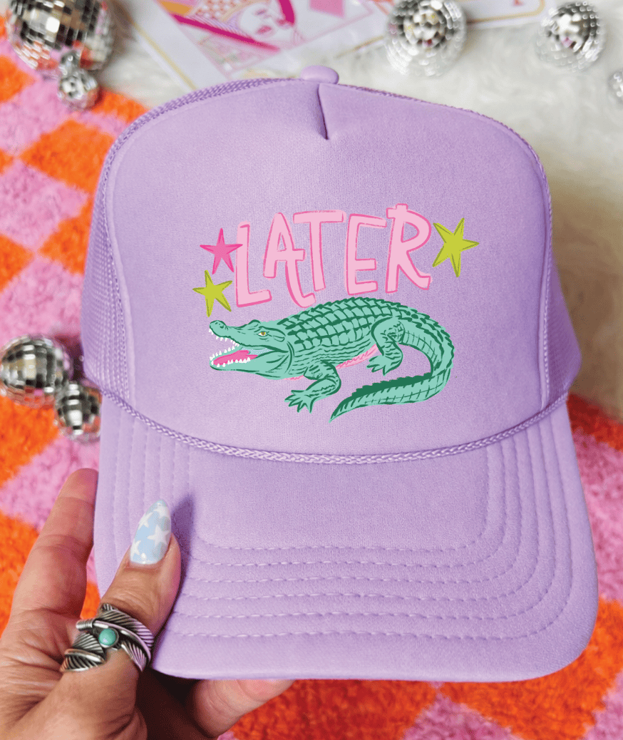 Shipping Dept. Lavender Later Gator Hand Drawn -  Foam Otto Trucker (Multiple Color Options)
