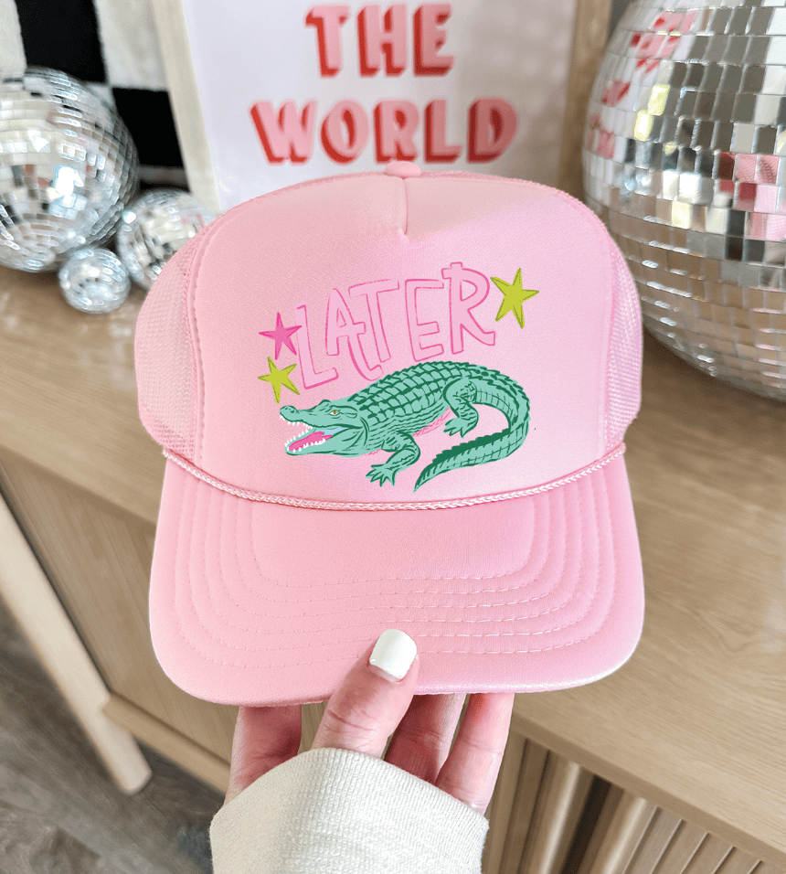 Shipping Dept. Light Pink Later Gator Hand Drawn -  Foam Otto Trucker (Multiple Color Options)