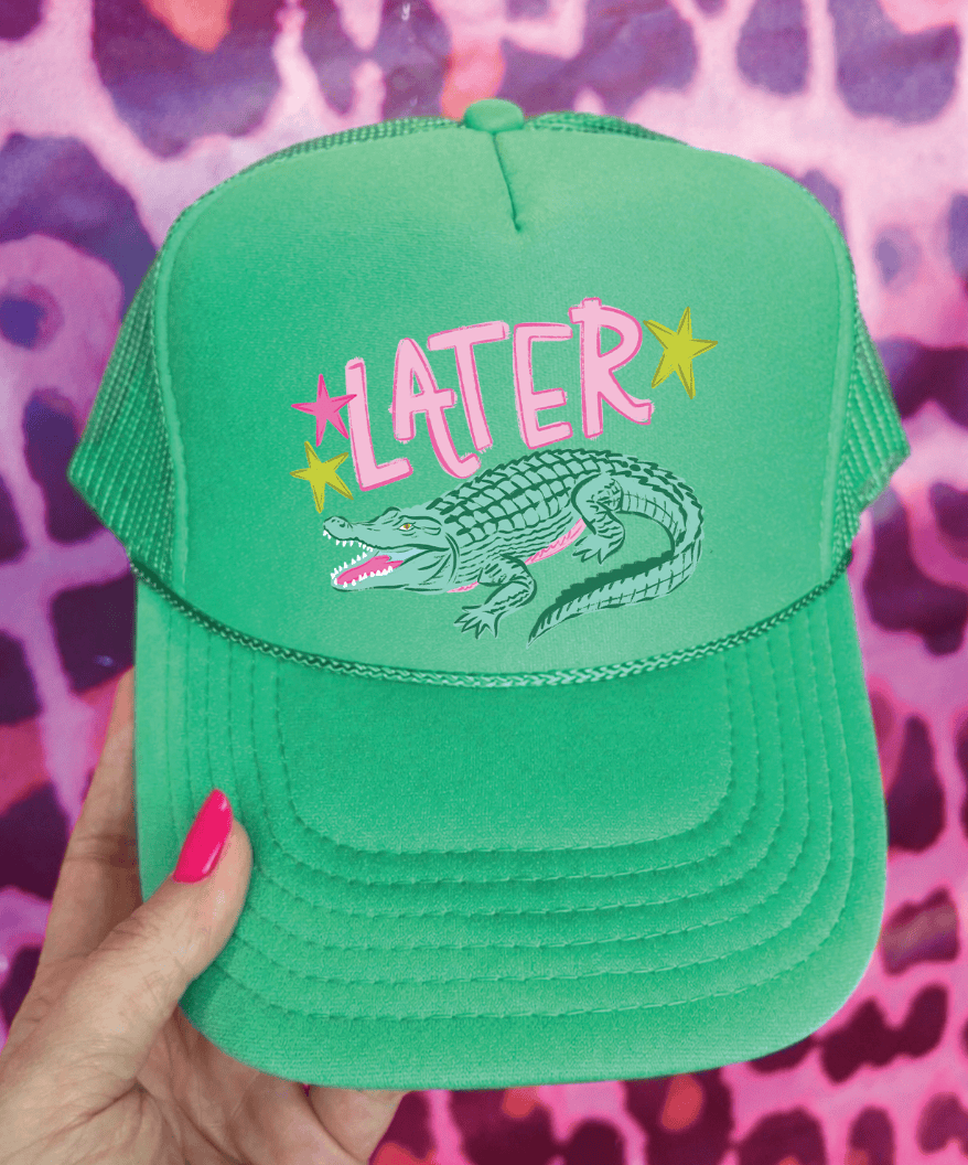 Shipping Dept. Cactus Green Later Gator Hand Drawn -  Foam Otto Trucker (Multiple Color Options)