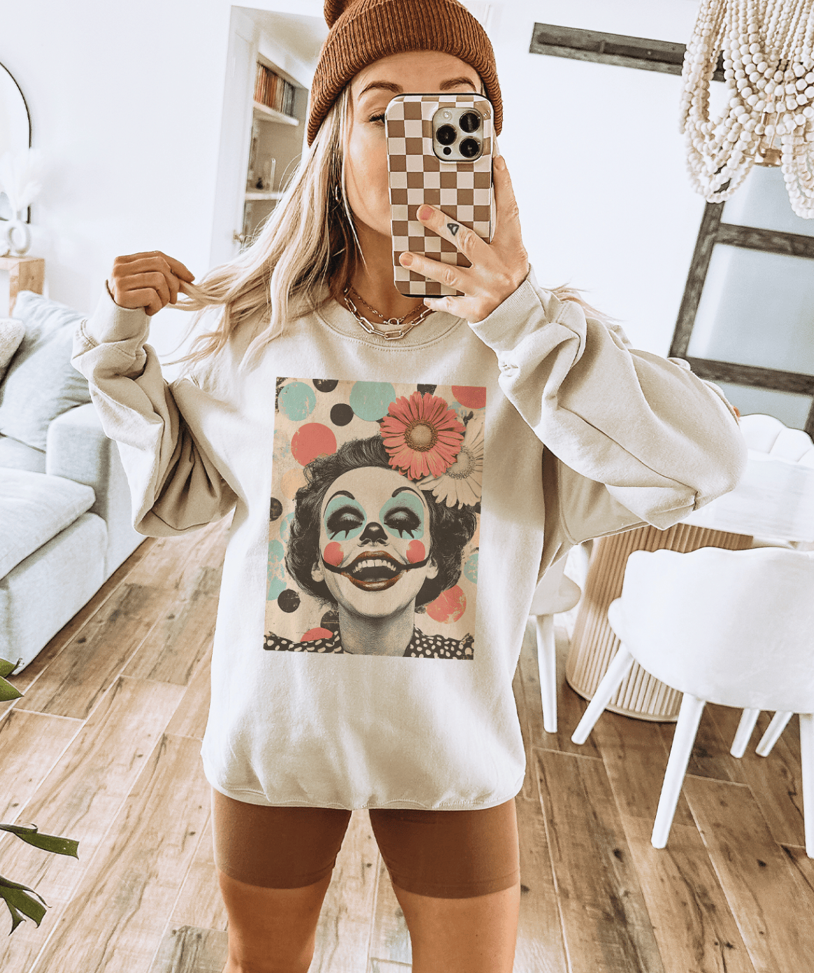 Shipping Dept. SMALL / Cream Sweatshirt Laugh Till You Scream Disco Pop Halloween - Cream Tees and Sweatshirts