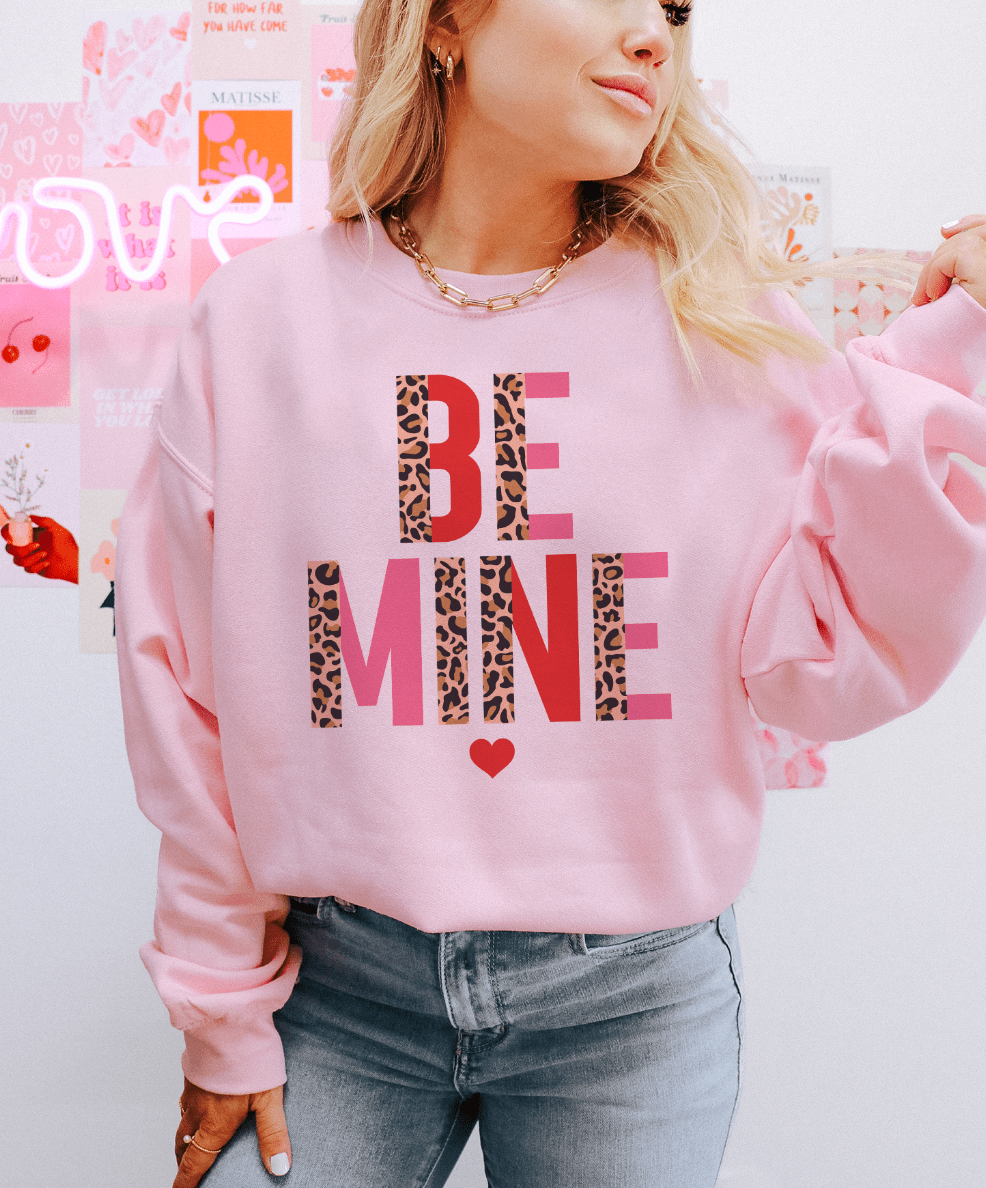 MISSMUDPIE Small / Pink Sweatshirt Leopard Be Mine Valentine - Multiple color options in Tee or Sweatshirt