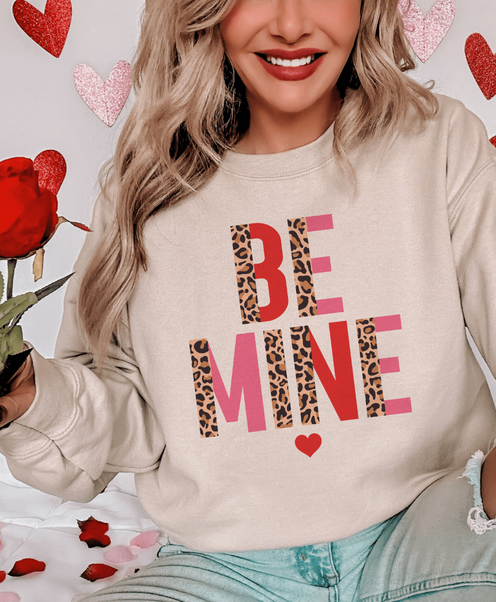 MISSMUDPIE Small / Cream Sweatshirt Leopard Be Mine Valentine - Multiple color options in Tee or Sweatshirt