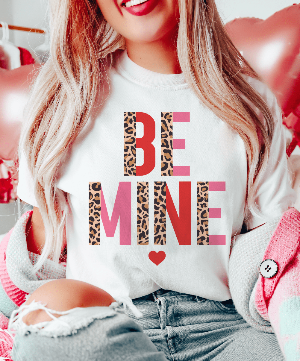 MISSMUDPIE Small / White T-shirt Leopard Be Mine Valentine - Multiple color options in Tee or Sweatshirt