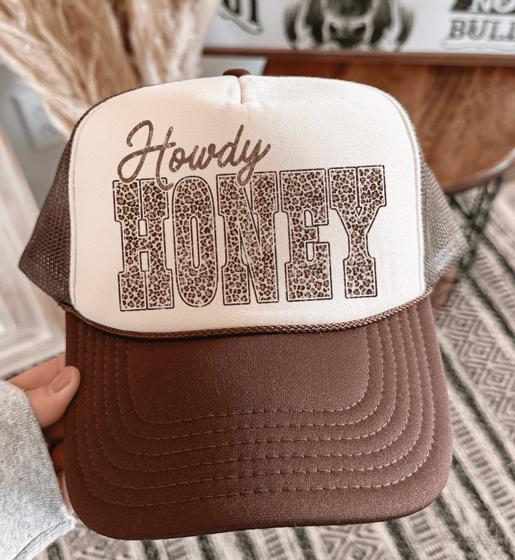 Shipping Dept. Leopard Howdy Honey -  Brown & Tan Foam Otto Trucker Hat