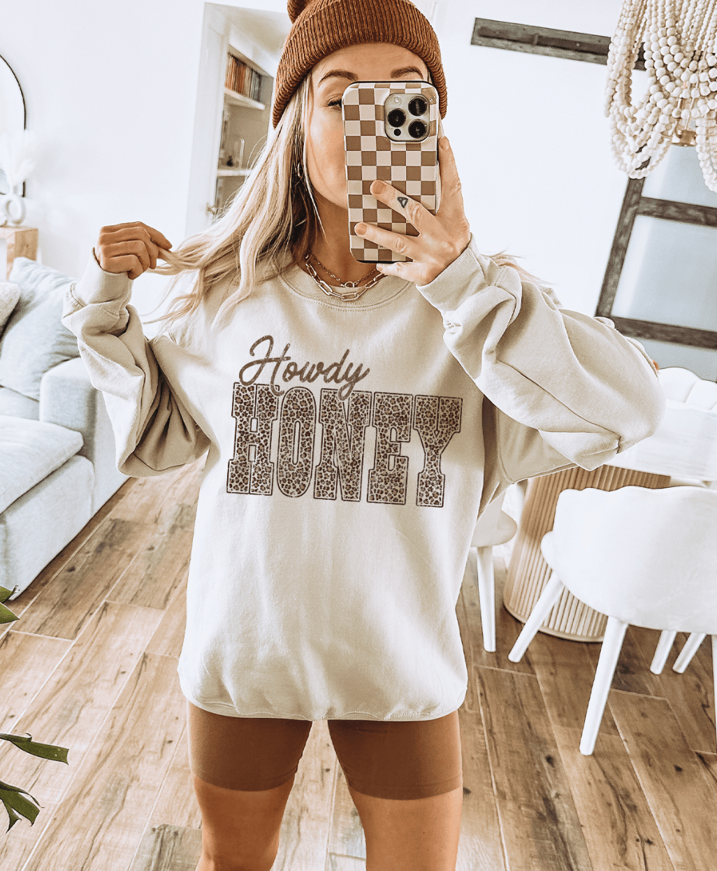 Shipping Dept. Adult SMALL / Cream Sweatshirt Leopard Howdy Honey - Tee or Sweatshirt