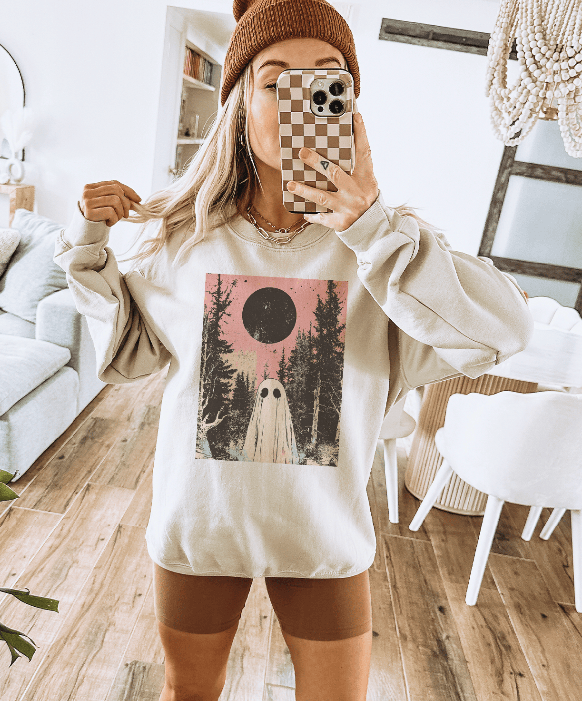 Shipping Dept. MEDIUM / Cream T-Shirt Living The After Life Disco Pop Halloween - Cream Tees and Sweatshirts