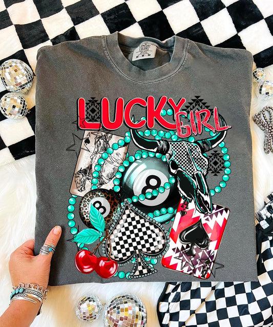 Shipping Dept. Lucky Girl Checkered - COMFORT COLOR - Pepper