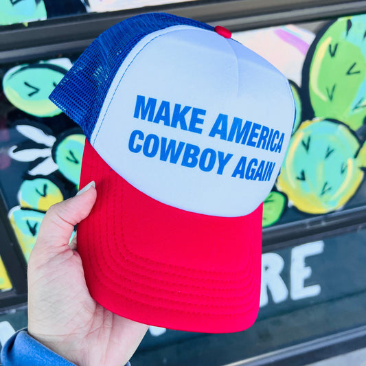 Shipping Dept. Make America Cowboy Again - Foam Trucker Cap - Red White & Blue