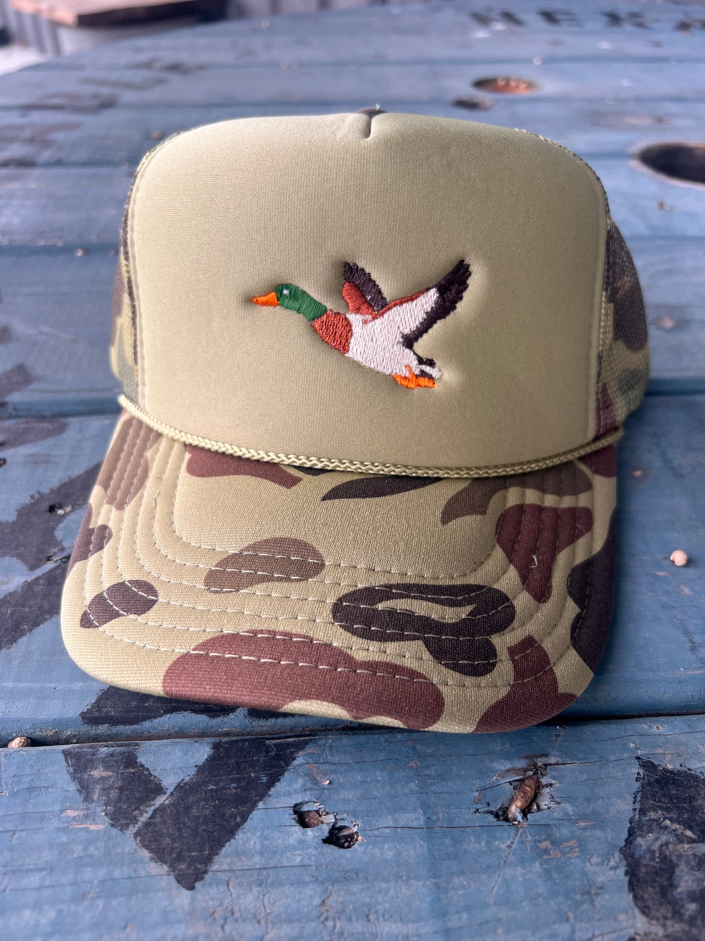 Shipping Dept. Mallard Duck Embroidery - Camo & Olive Otto Trucker Hat