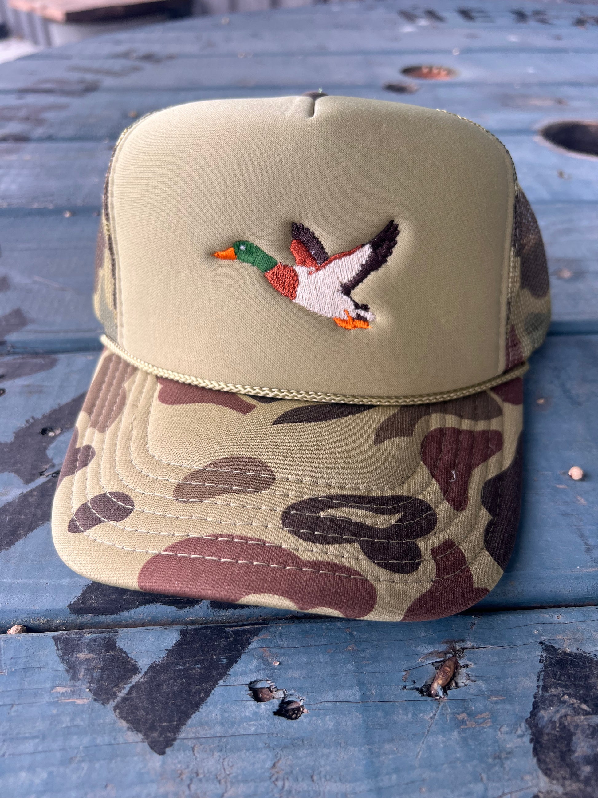 Shipping Dept. Mallard Duck Embroidery - Camo & Olive Otto Trucker Hat