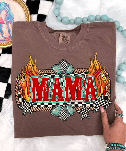 Shipping Dept. Small / Espresso - Comfort Color Tee Mama Turquoise Fire - Multiple Options