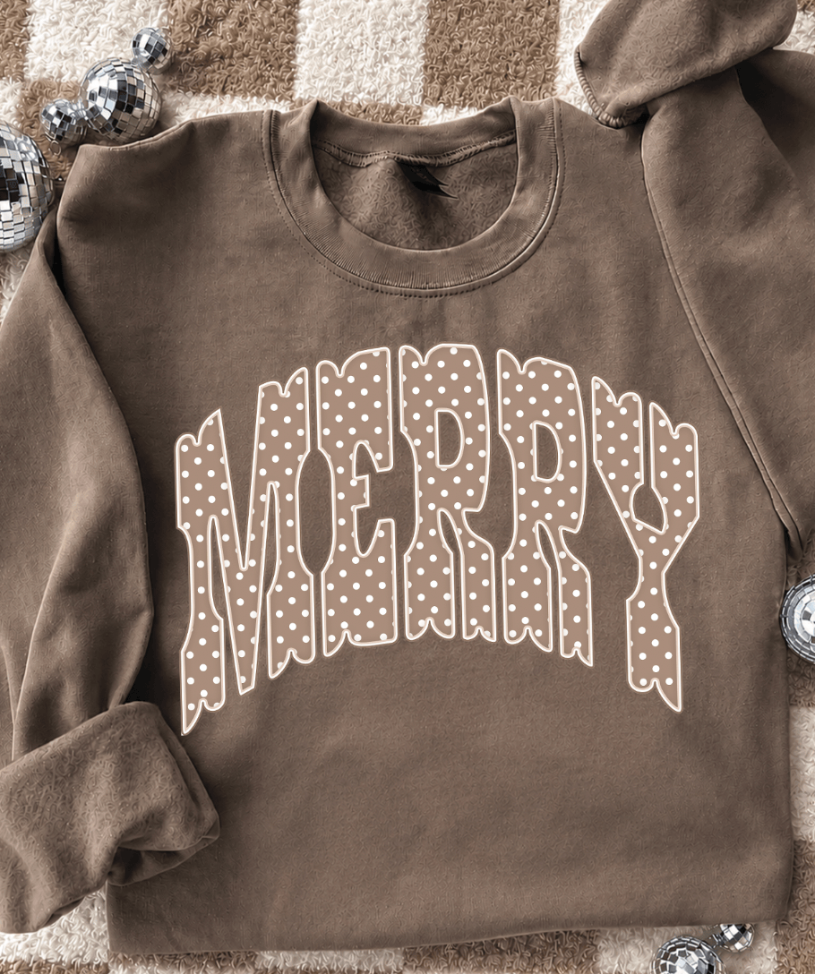 Shipping Dept. Merry Neutral Polka Dot - Mocha Sweatshirt