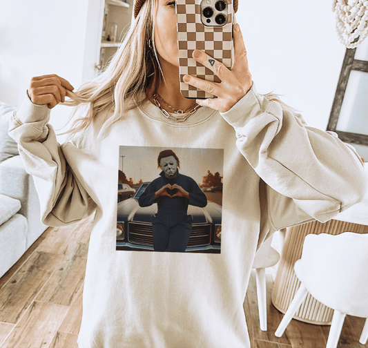Shipping Dept. Michael Meyers Halloween Heart Hands - Sand Sweatshirt