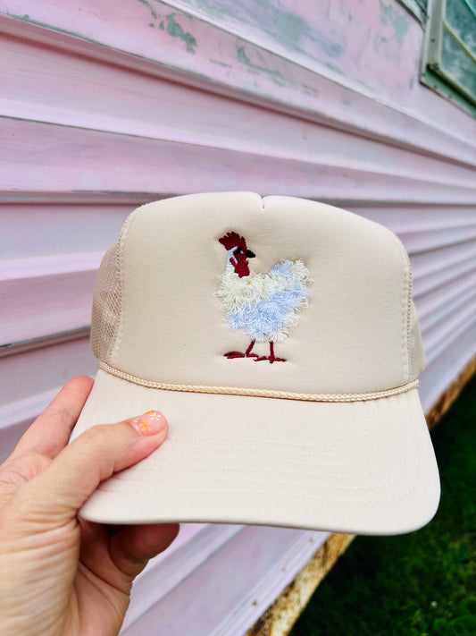 Shipping Dept. Mother Clucker Fluffy Chicken Embroidered Cream Otto Hat
