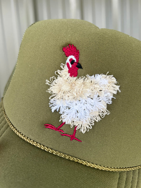 Shipping Dept. Mother Clucker Fluffy Chicken Embroidered Olive Green Otto Hat
