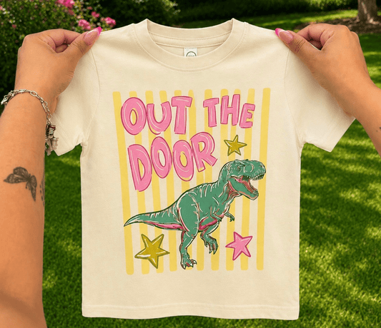 Shipping Dept. Youth Small / Cream Out The Door Dinosaur - Childrens Grahpc Tees
