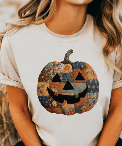 Shipping Dept. SMALL / Cream T-Shirt Patchwork Pumpkin Tees and Sweatshirts