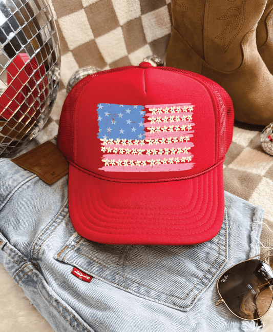 Shipping Dept. Patriotic Flag - Solid Red Foam Otto Trucker