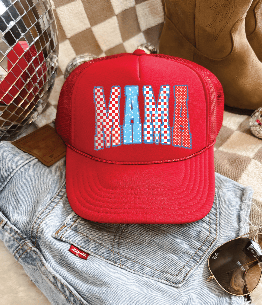 Shipping Dept. Solid Red Patriotic MAMA -  Foam Otto Trucker ( Multiple Color Options)