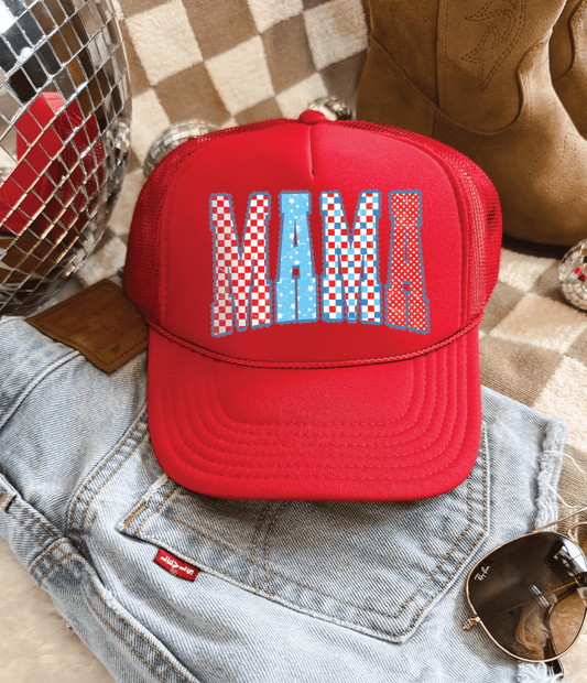 Shipping Dept. Solid Red Patriotic MAMA -  Foam Otto Trucker ( Multiple Color Options)