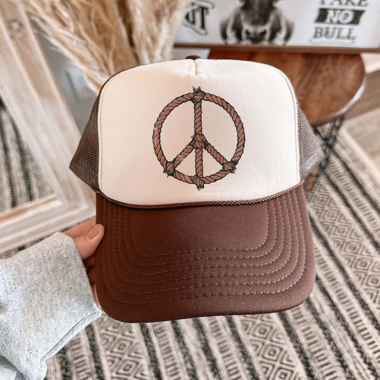 Pease Rope Peace Rope Trucker hat - Brown & Tan – Shipping Dept.