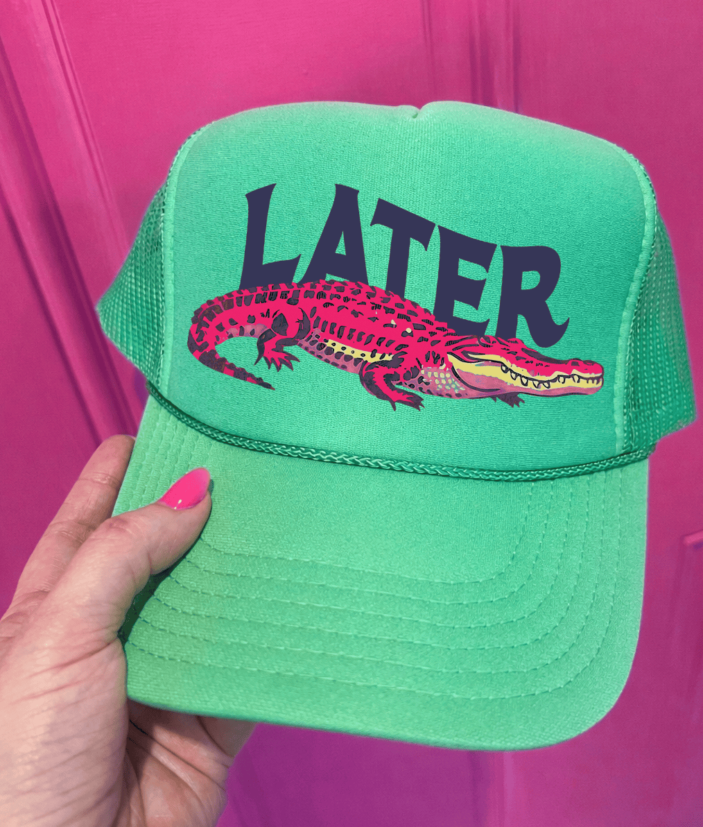 Shipping Dept. Pink Later Gator - Cactus Green Otto Trucker