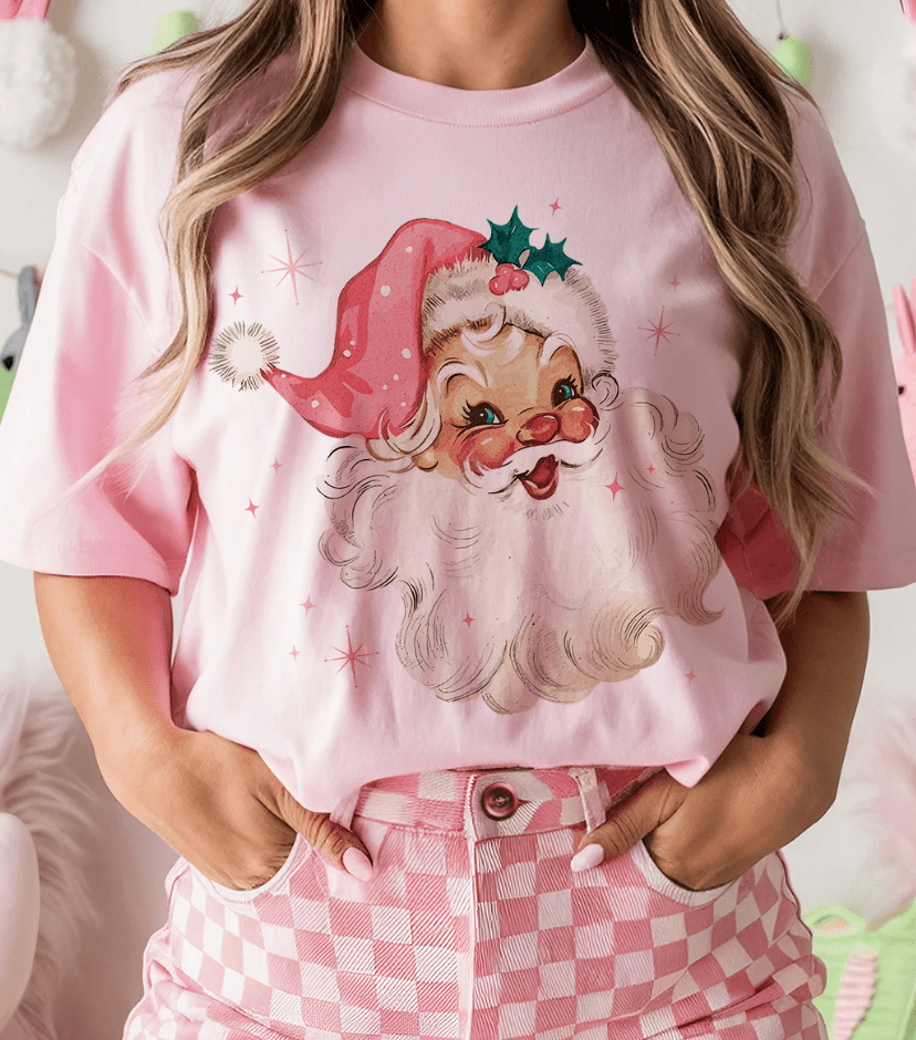 Shipping Dept. SMALL / Pink T-Shirt Pink Santa Sparkles Tees and Sweatshirts