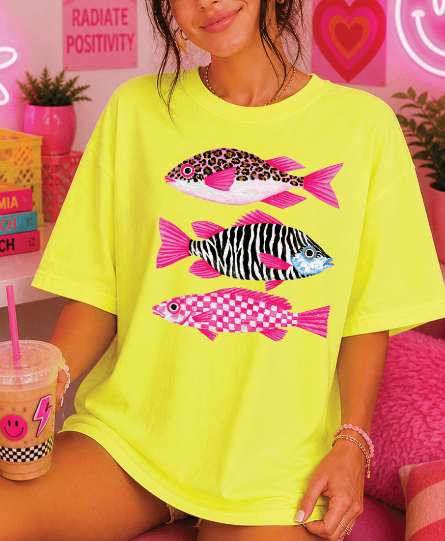Shipping Dept. Preppy Tropical Fish - Comfort Color Neon Yellow