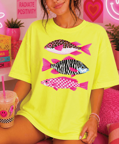 Shipping Dept. Preppy Tropical Fish - Comfort Color Neon Yellow