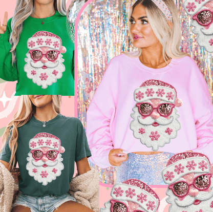 Shipping Dept. Pretty Pink Faux Sequin Santa