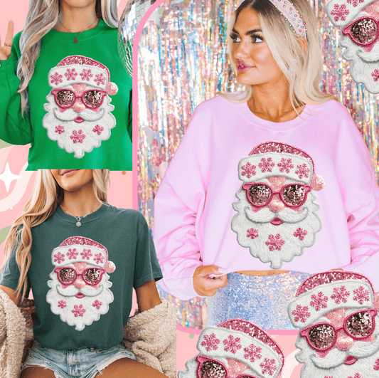 Shipping Dept. Pretty Pink Faux Sequin Santa