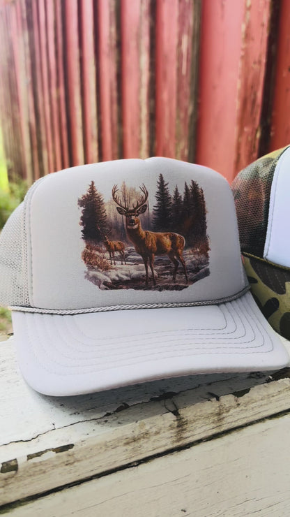 Retro Deer Trucker Cap - Multiple Color Options