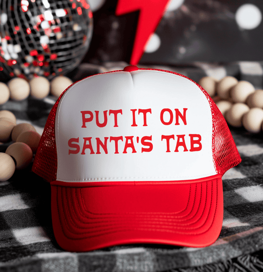 Shipping Dept. Put It On Santa's Tab White & Red Otto Trucker Hat