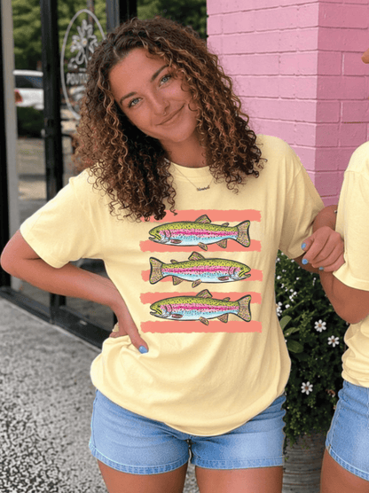Shipping Dept. Adult SMALL / Comfort Color Butter Yellow Rainbow Trout - Comfort Color Tee Multiple Options