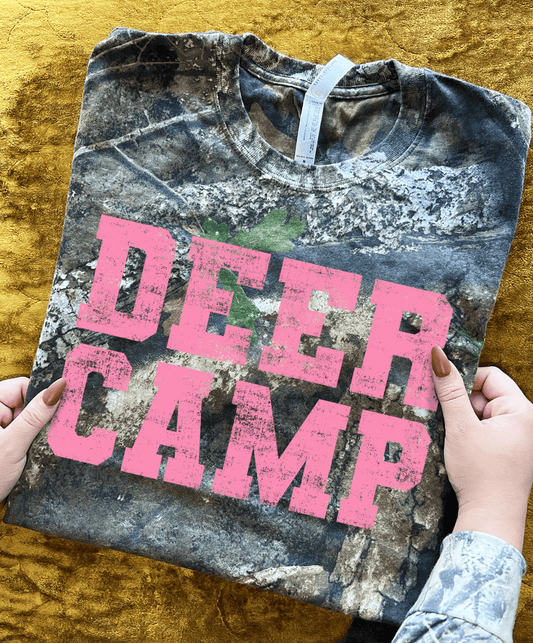 Shipping Dept. SALE - Deer Camp on Camo - Long & Short Sleeve