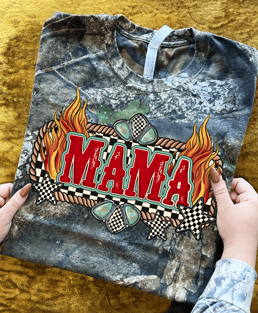 Shipping Dept. SALE - MAMA with Flames on Camo - Long & Short Sleeve