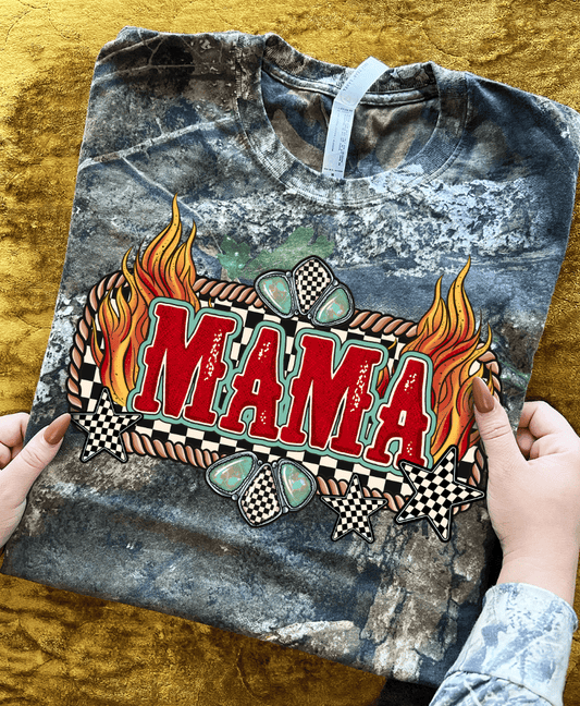 Shipping Dept. SALE - MAMA with Flames on Camo - Long & Short Sleeve