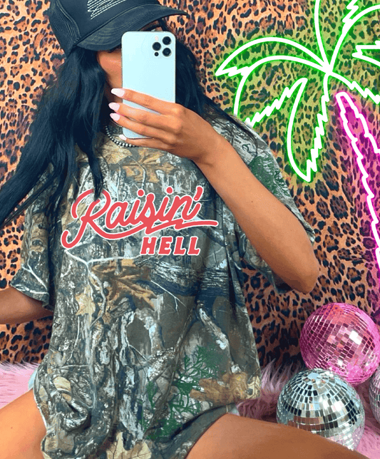Shipping Dept. SALE - Raisin' Hell on Camo - Long & Short Sleeve