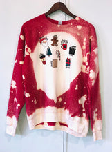 Load image into Gallery viewer, MISSMUDPIE Seasons Greetings Christmas Icon - Red Bleached Sweatshirt
