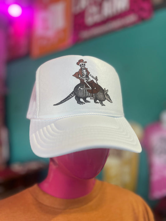 Shipping Dept. White Skeleton on Armadillo - Foam Trucker Cap - Multiple color options