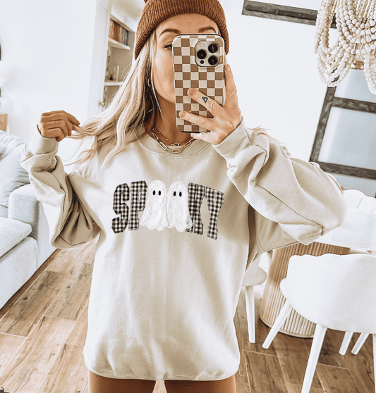 Shipping Dept. Spooky Lace Ghost  - Cream Sweatshirt