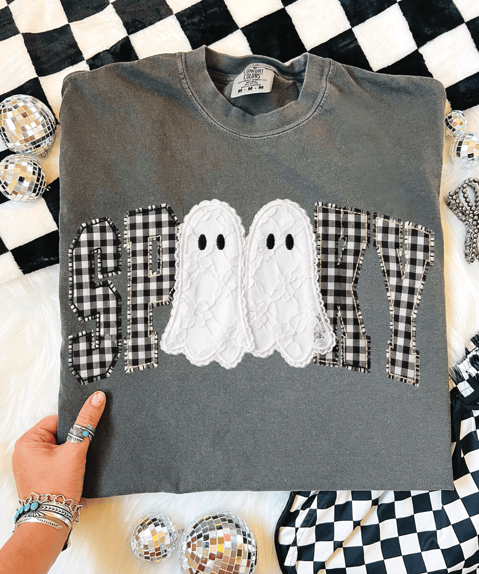 Shipping Dept. Spooky Lace Ghosts - Pepper Comfort Color T-Shirt