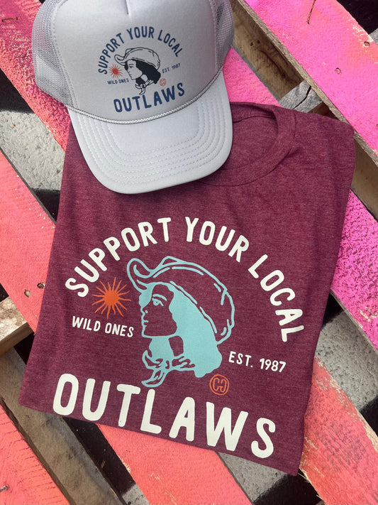 Shipping Dept. Support Your Local Outlaws - Heather Maroon