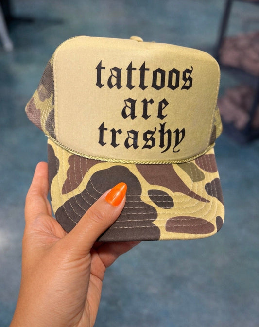 Shipping Dept. Tattoos are Trashy OTTO Camo & Olive Foam Trucker