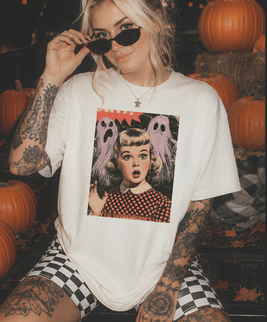 Shipping Dept. SMALL / Cream T-Shirt Too Cute To Curse Disco Pop Halloween - Cream Tees and Sweatshirts