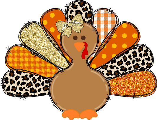 turkeysketch-browncheetah-orangeplaidpolkadot- Multiple Color options