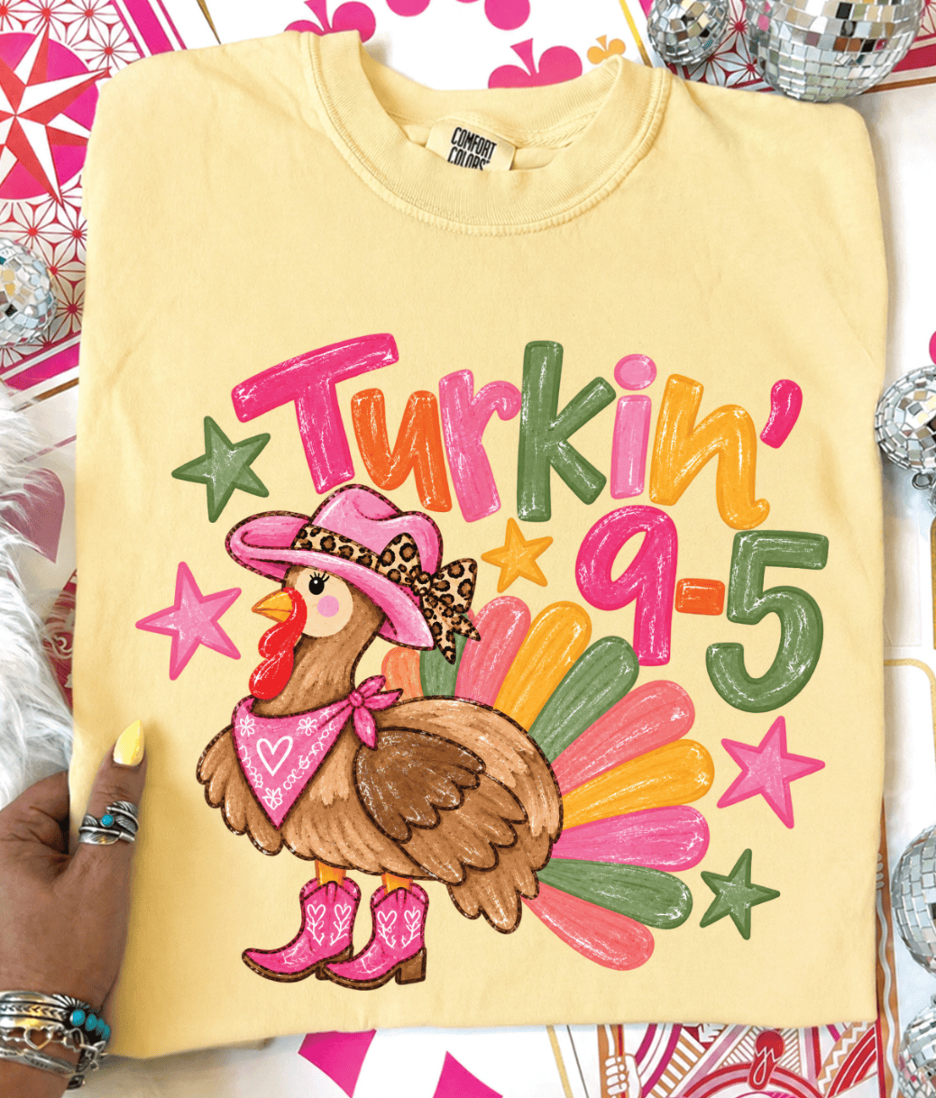 Shipping Dept. Turkin 9 to 5 - Butter Yellow Comfort Color Unisex Tee