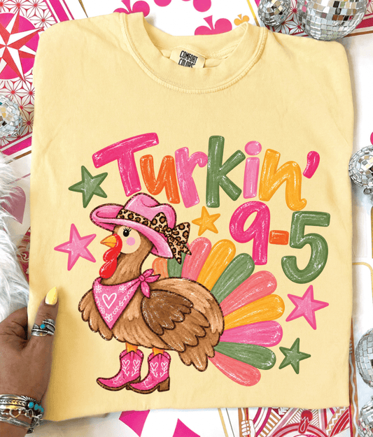 Shipping Dept. Turkin 9 to 5 - Butter Yellow Comfort Color Unisex Tee