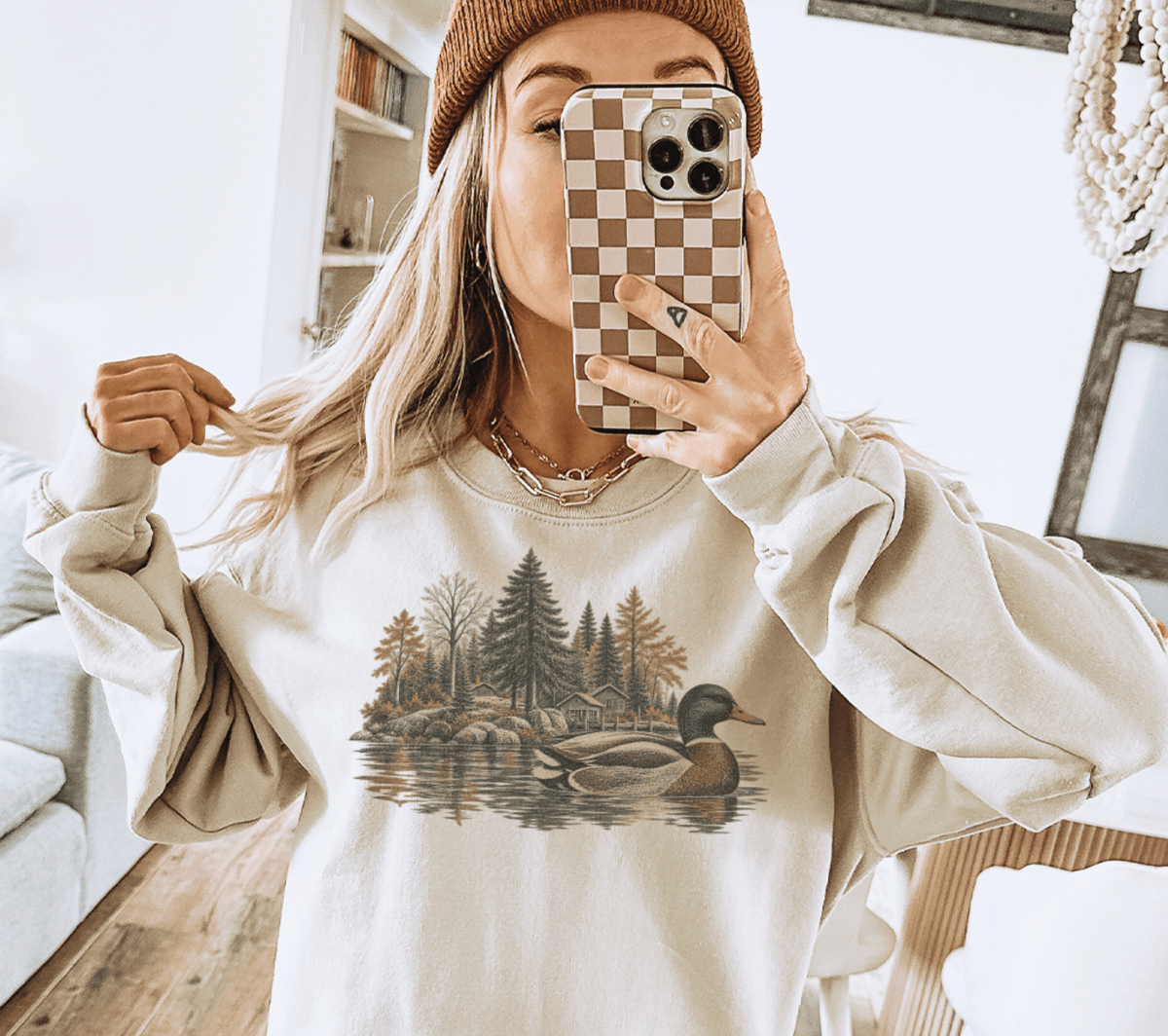Shipping Dept. Vintage Mallard on the Lake  - Sand Sweatshirt